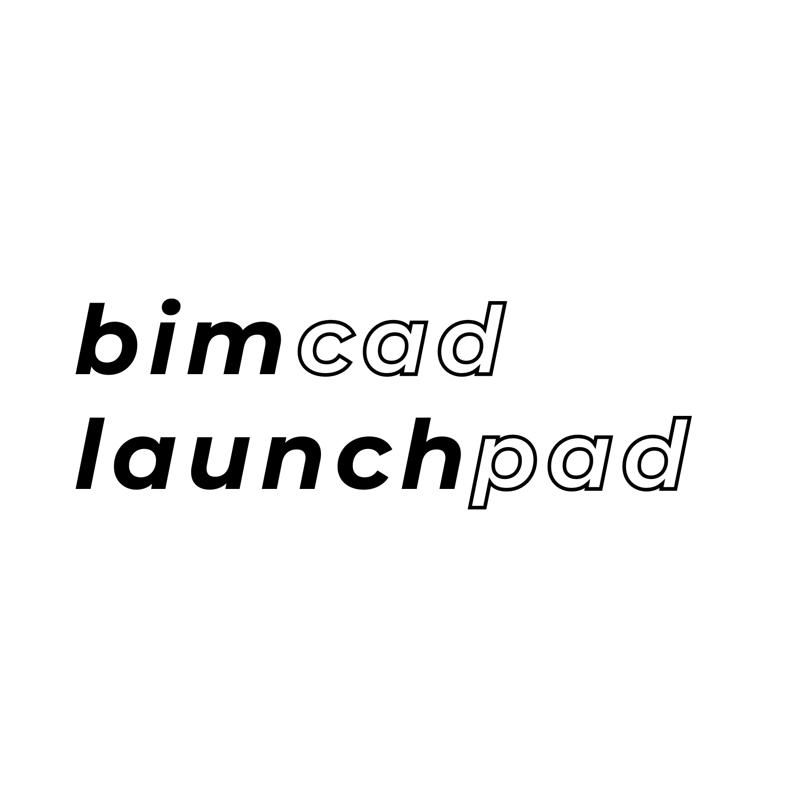 Logo für bimcadlaunchpad.ch, ein Unternehmen, das BIM- und CAD-Dienstleistungen für Architekten, Bauunternehmen und Immobilienunternehmen anbietet