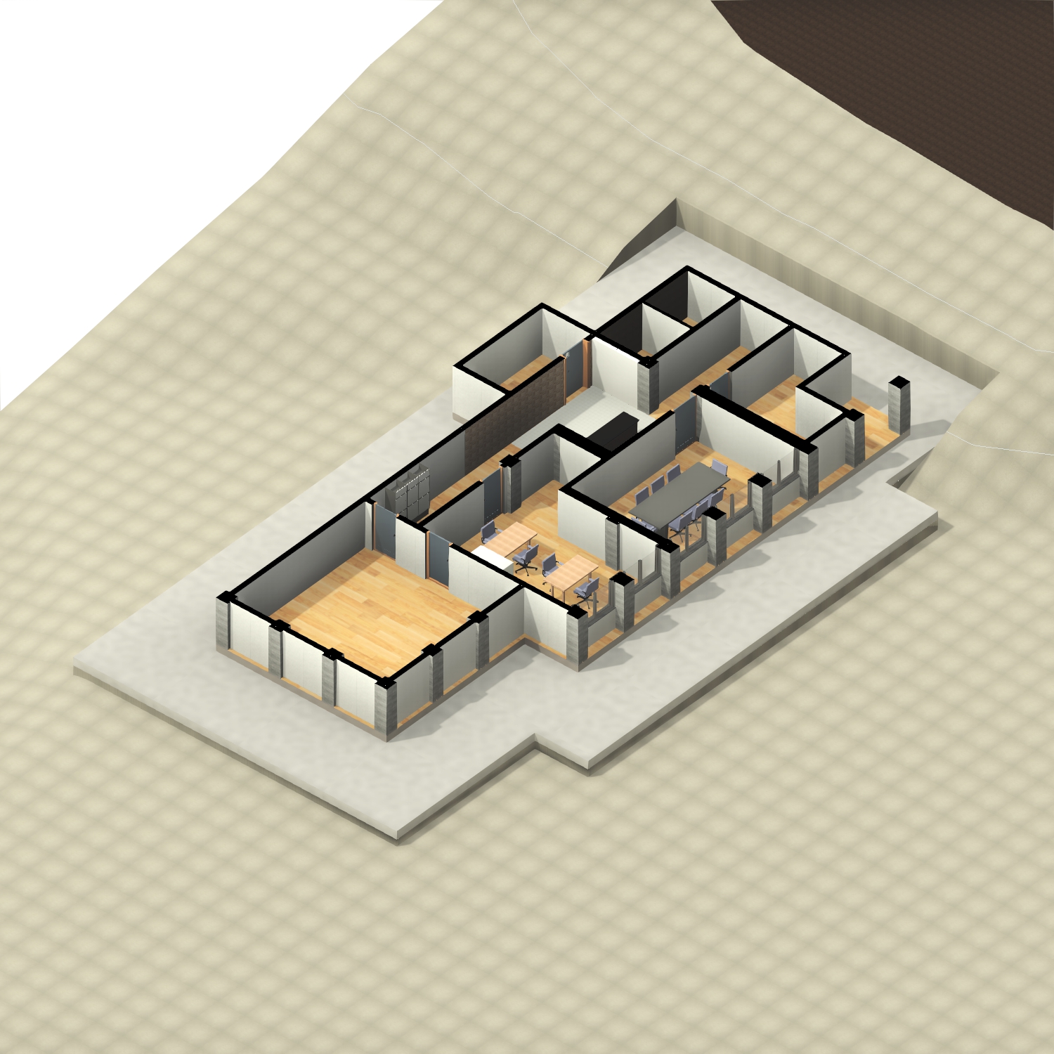 3D-Modell für Bürofläche, Buchs SG- 3D-Modellierung, bimcadlaunchpad.ch