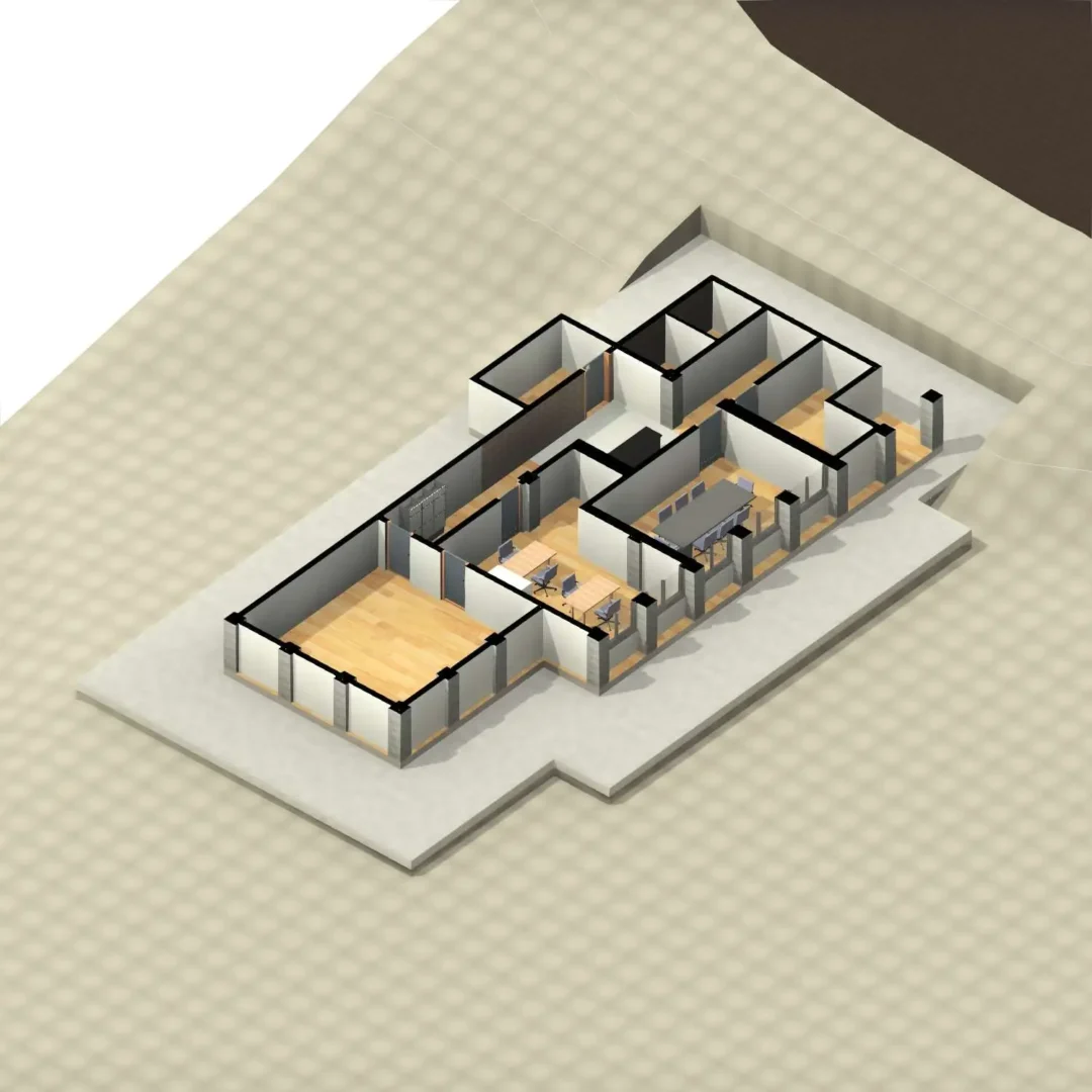 3D-Modell für Bürofläche Buchs SG zur Renovationsplanung
