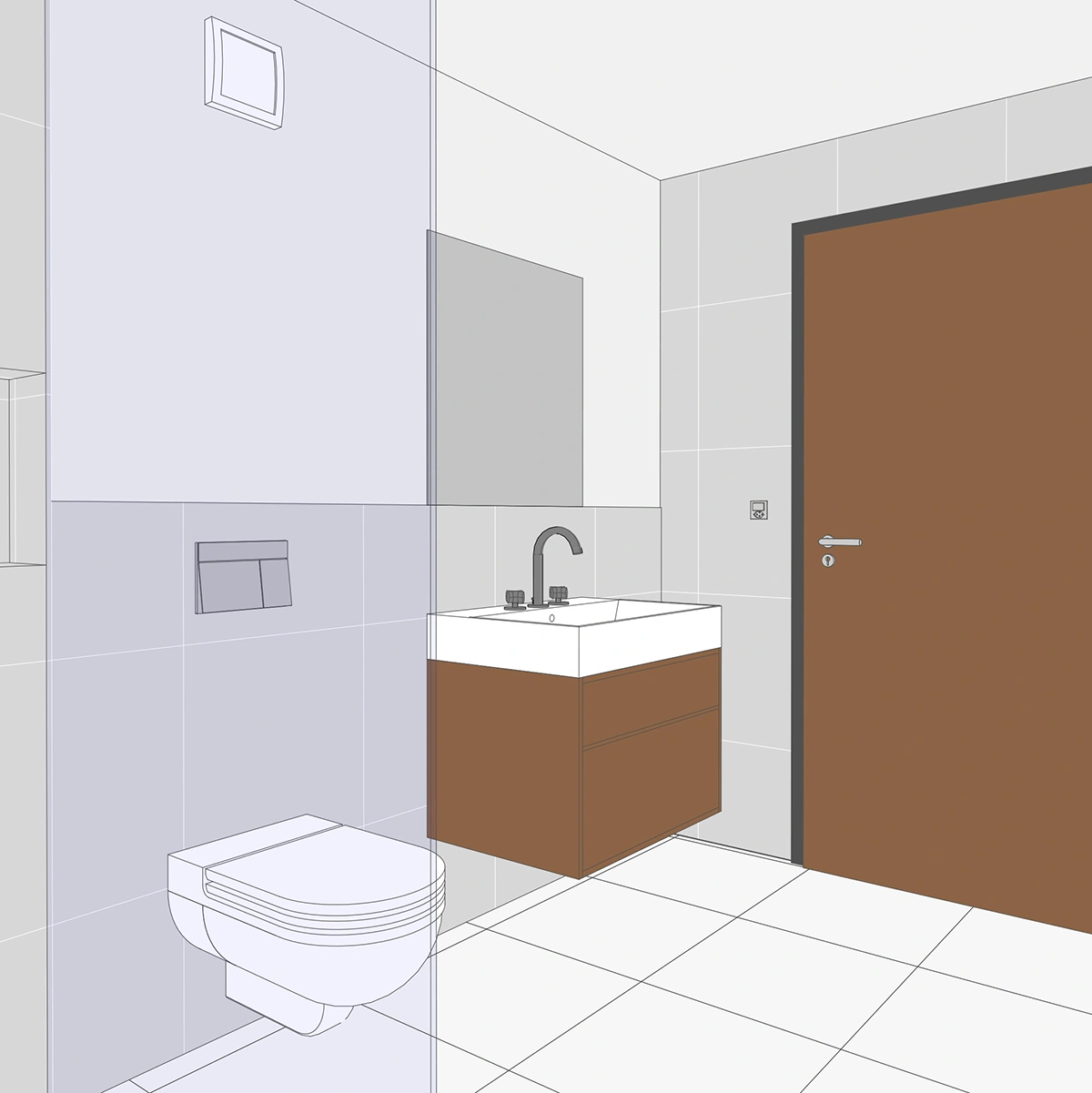 Nasszellenpläne erstellen lassen – 3D-Modell eines Badezimmers mit präziser Detaildarstellung